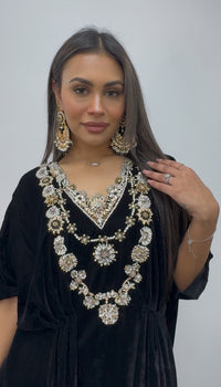 “Raat 2” Velvet Kaftaan - Black Kaftan - AC