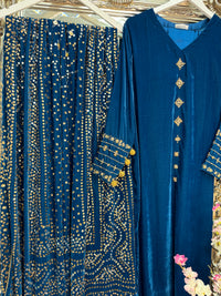 Komal - Velvet - Teal Blue