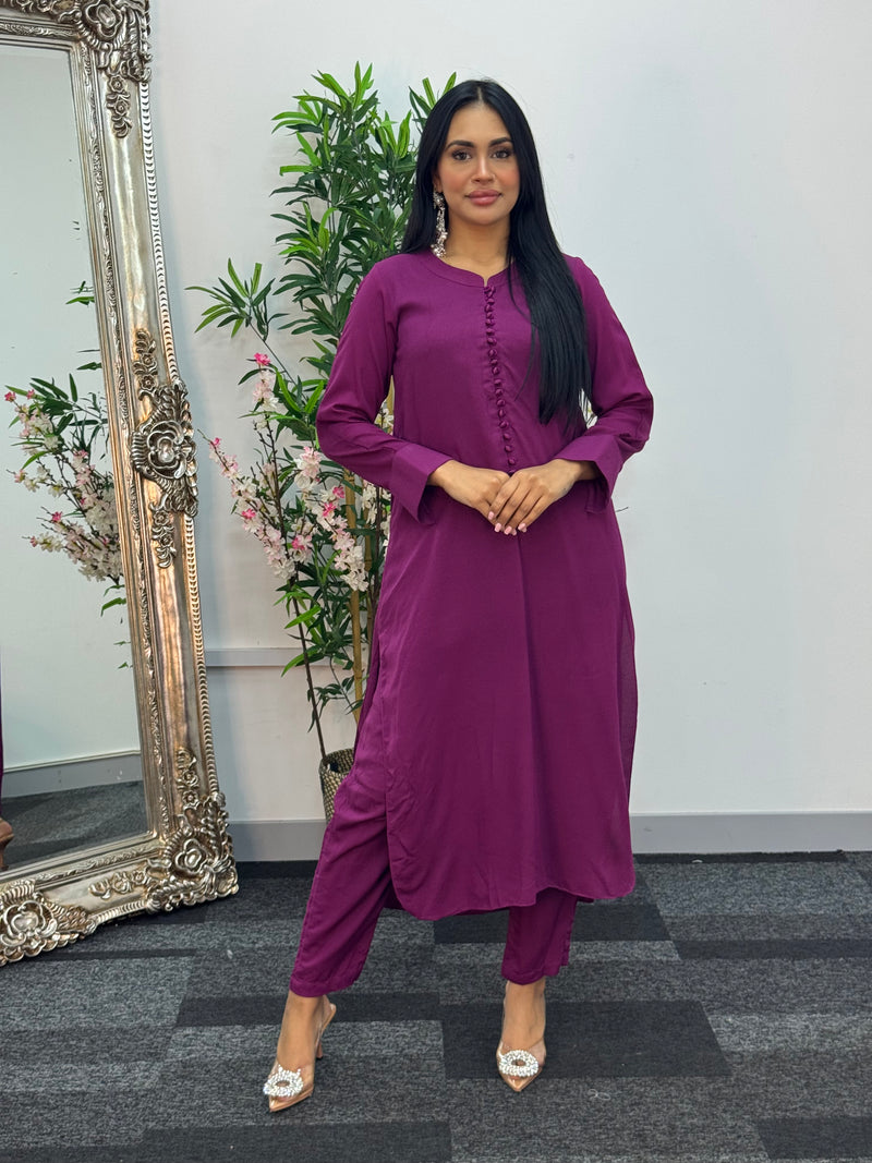 Basic Karandi - Winter Co-Ord - Magenta -