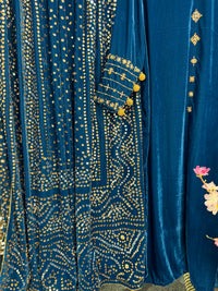 Komal - Velvet - Teal Blue