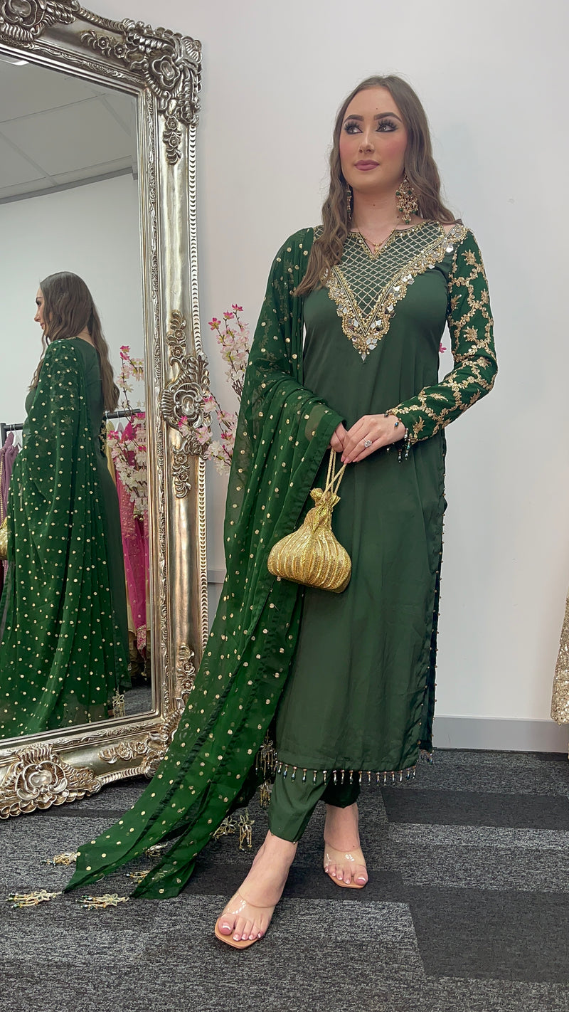 Afsana - Handwork - Party Wear - Green -