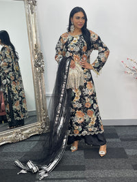 Kareena - Floral cutdana - Karina - Black Orange - B