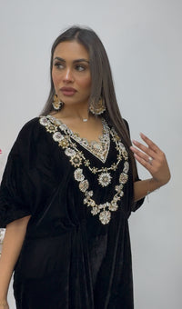 “Raat 2” Velvet Kaftaan - Black Kaftan - AC