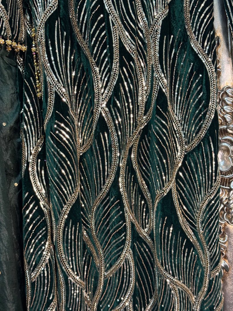 Pia - Cutdana Velvet- Green -