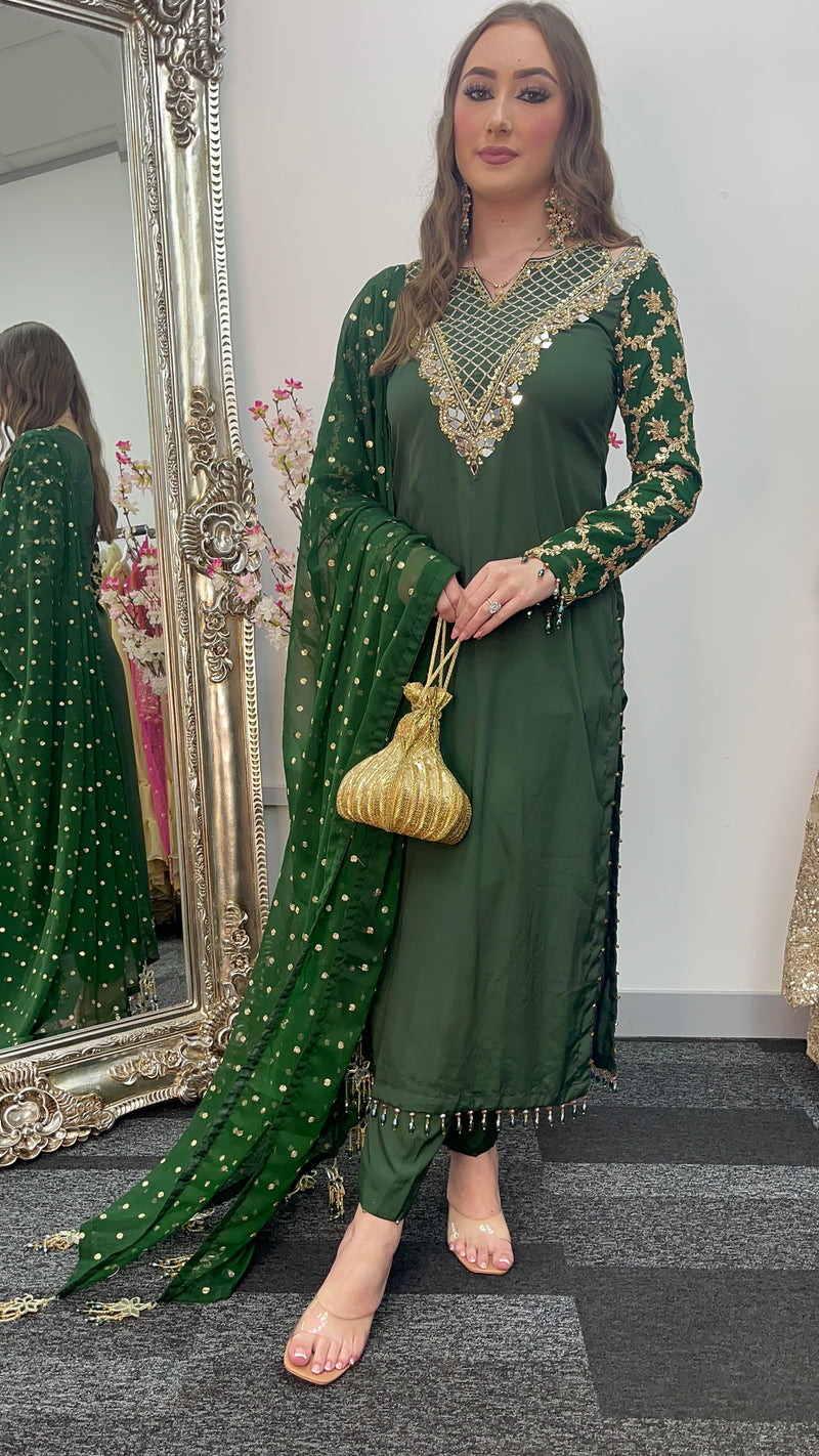 Afsana - Handwork - Party Wear - Green -