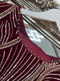 Pia - Cutdana Velvet- Maroon