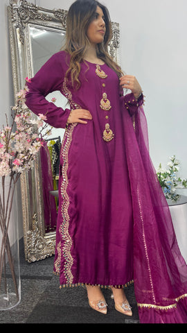 Sheesh Mahal - Magenta Mirror work - Party Wear