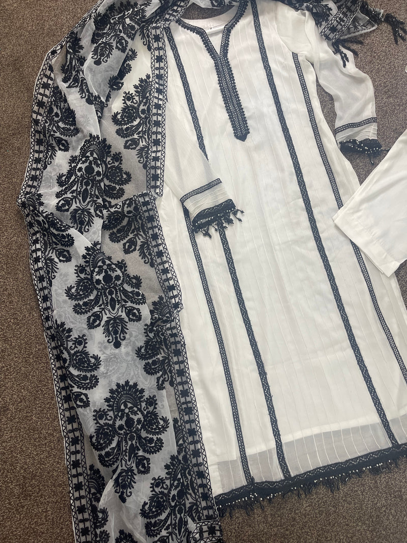 Monochrome - Black & White Chiffon-