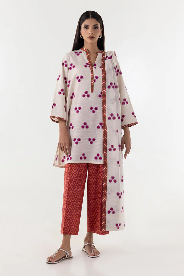 Original Sana Safinaz -khaddar Printed Shirt + Culotte +Dupatta