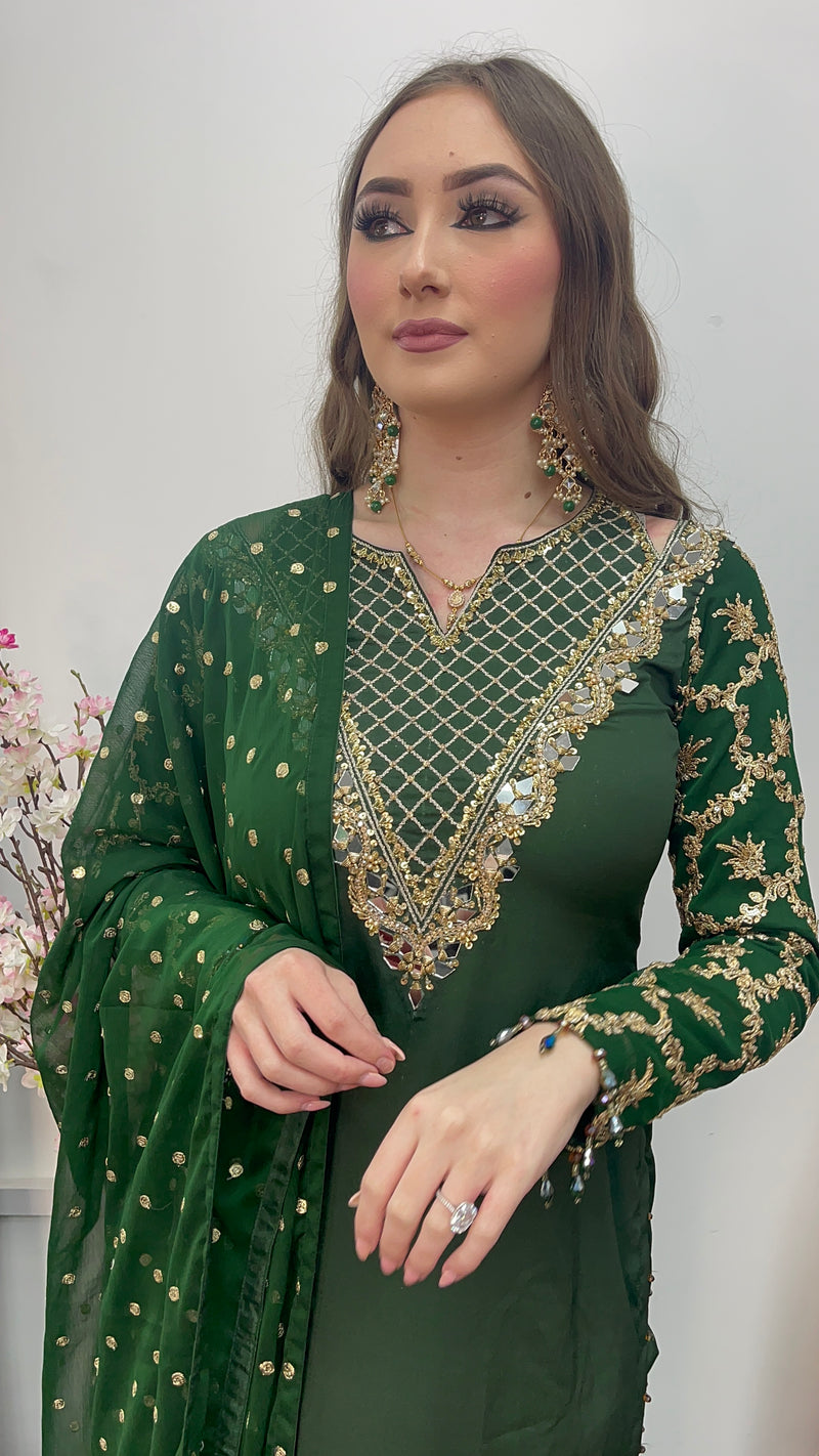 Afsana - Handwork - Party Wear - Green -