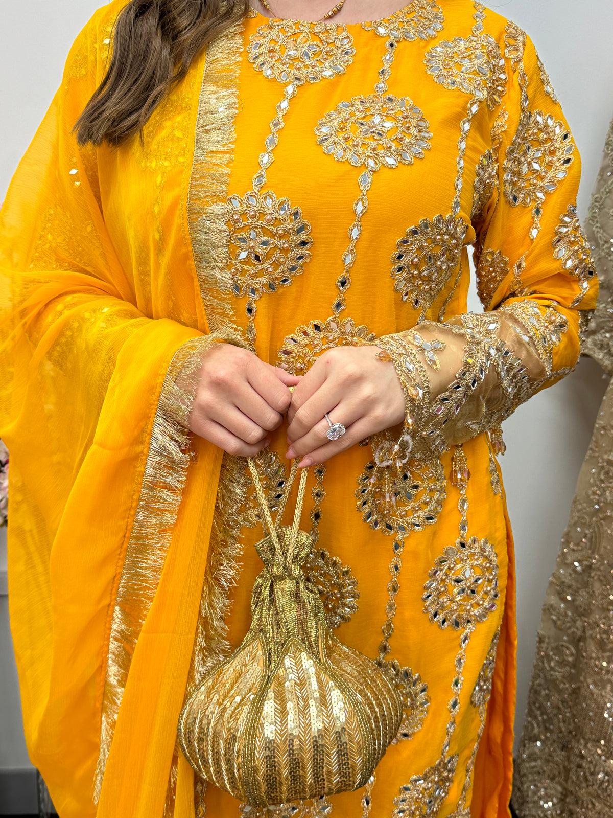 Kiran - Sheesha  Sharara - Yellow - Mehndi Outfit- Party Wear-