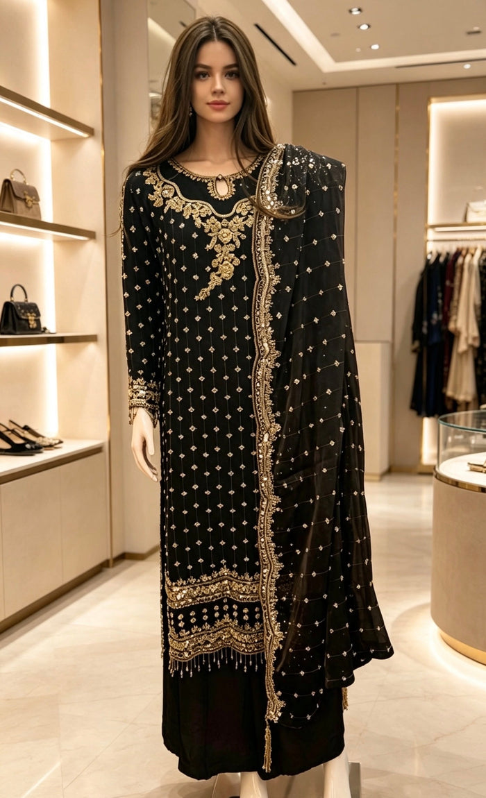 Parwana - Black- Cutdana