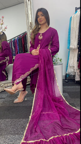 Sheesh Mahal - Magenta Mirror work - Party Wear