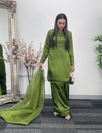 Saba - Farshi Shalwar - olive green -P