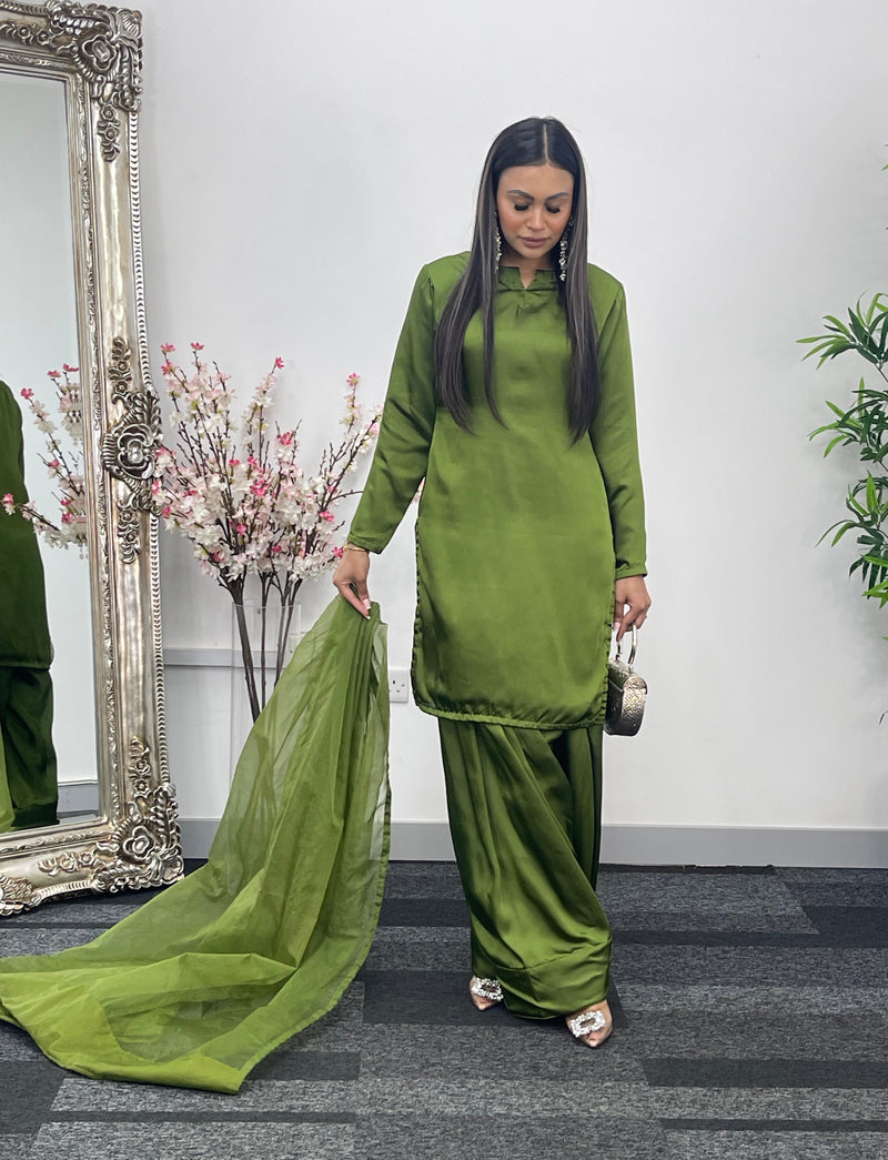 Saba - Farshi Shalwar - olive green -P