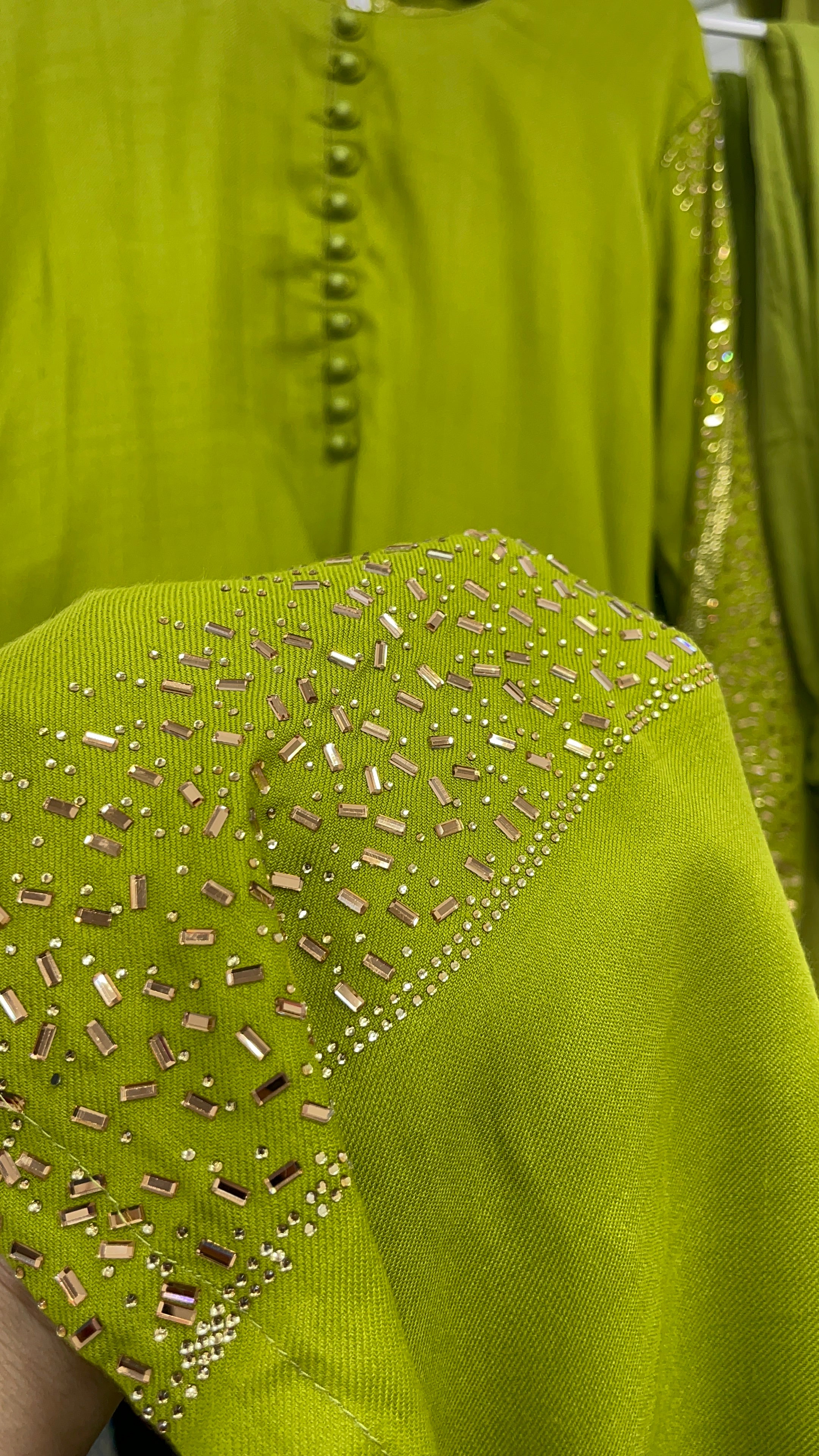 Swarovski Pashmina - 3 pc - Winter Collection -  Dhaani Lime Green