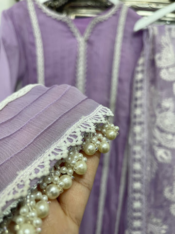 Lilac Pearl - purple & White Chiffon Outfit