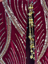 Pia - Cutdana Velvet- Maroon