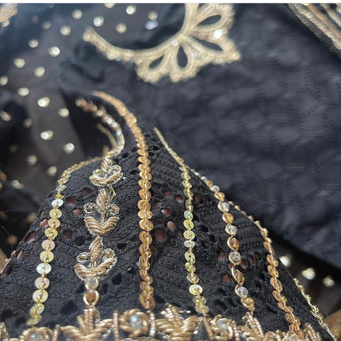 “Black” Luxury Chikankaari with Adda Work