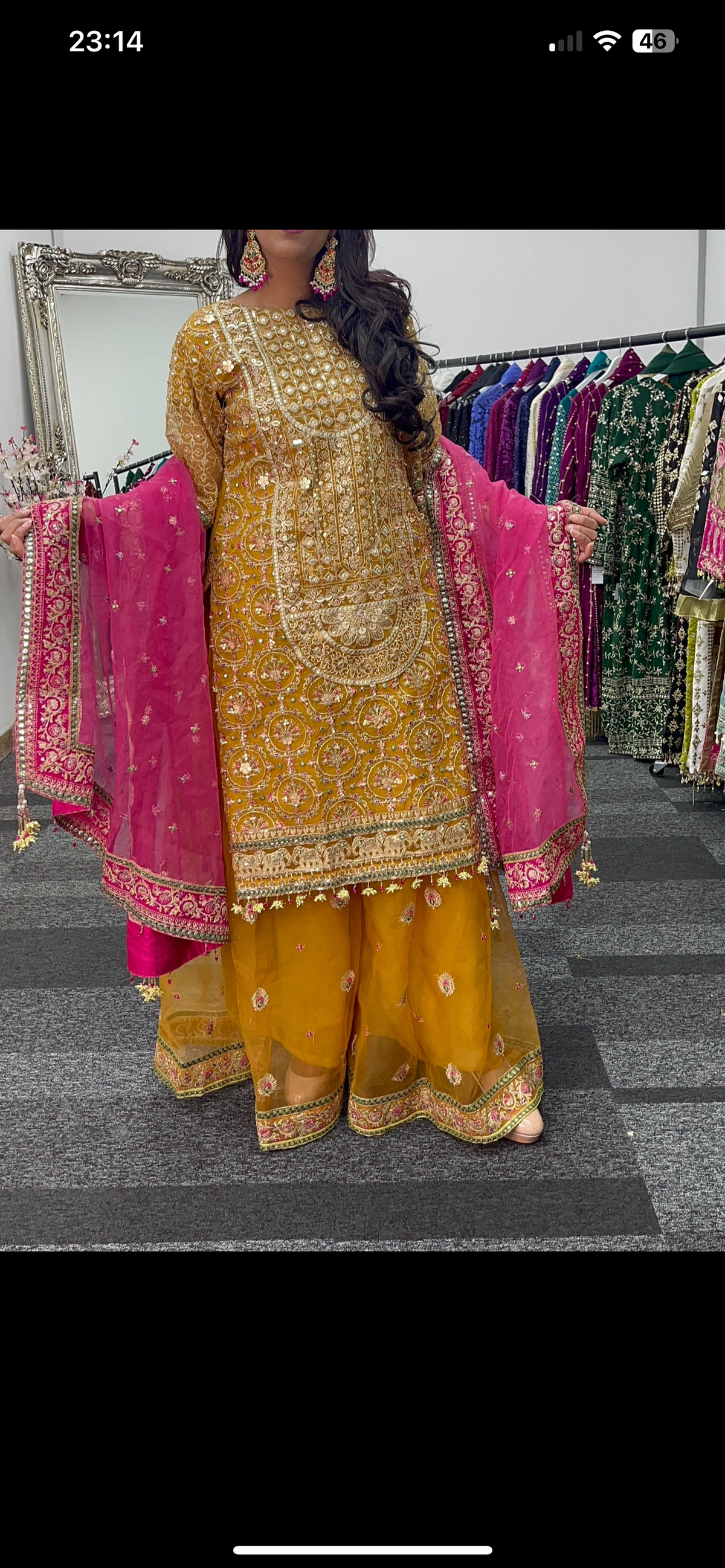 Haldi - MNR  Mustard-yellow - Hot Pink Sharara outfit