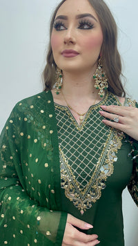 Afsana - Handwork - Party Wear - Green -