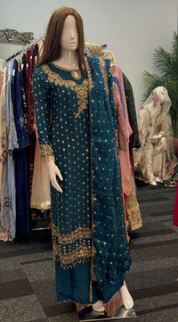 Parwana - Teal - Cutdana