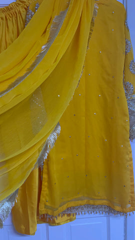 Kiran - Sheesha  Sharara - Yellow - Mehndi Outfit- Party Wear-