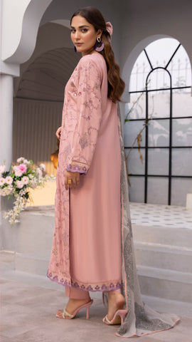 - Linen - Embroidered - Winter- Pink - ANU