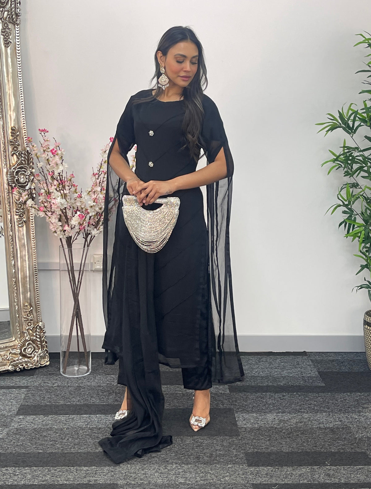 Floor Length Sleeves - Black