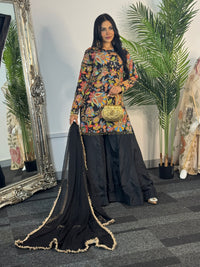 Phoolwari - Armani Silk - Black