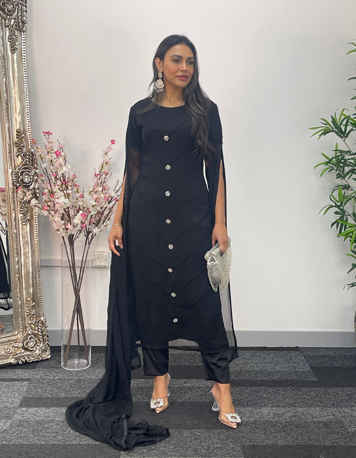 Floor Length Sleeves - Black