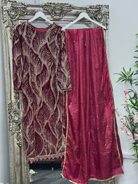 Pia - Cutdana Velvet- Maroon