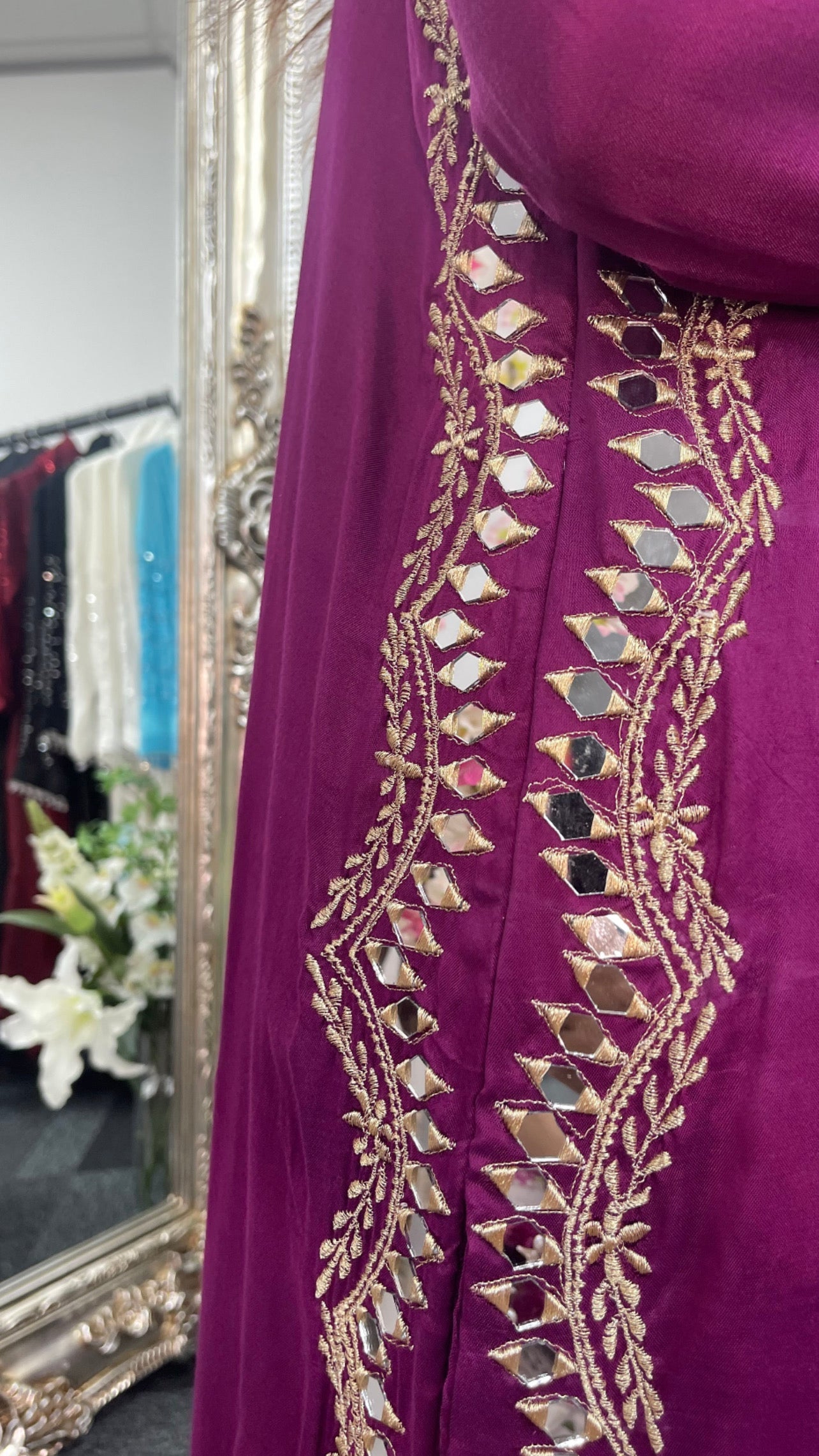 Sheesh Mahal - Magenta Mirror work - Party Wear