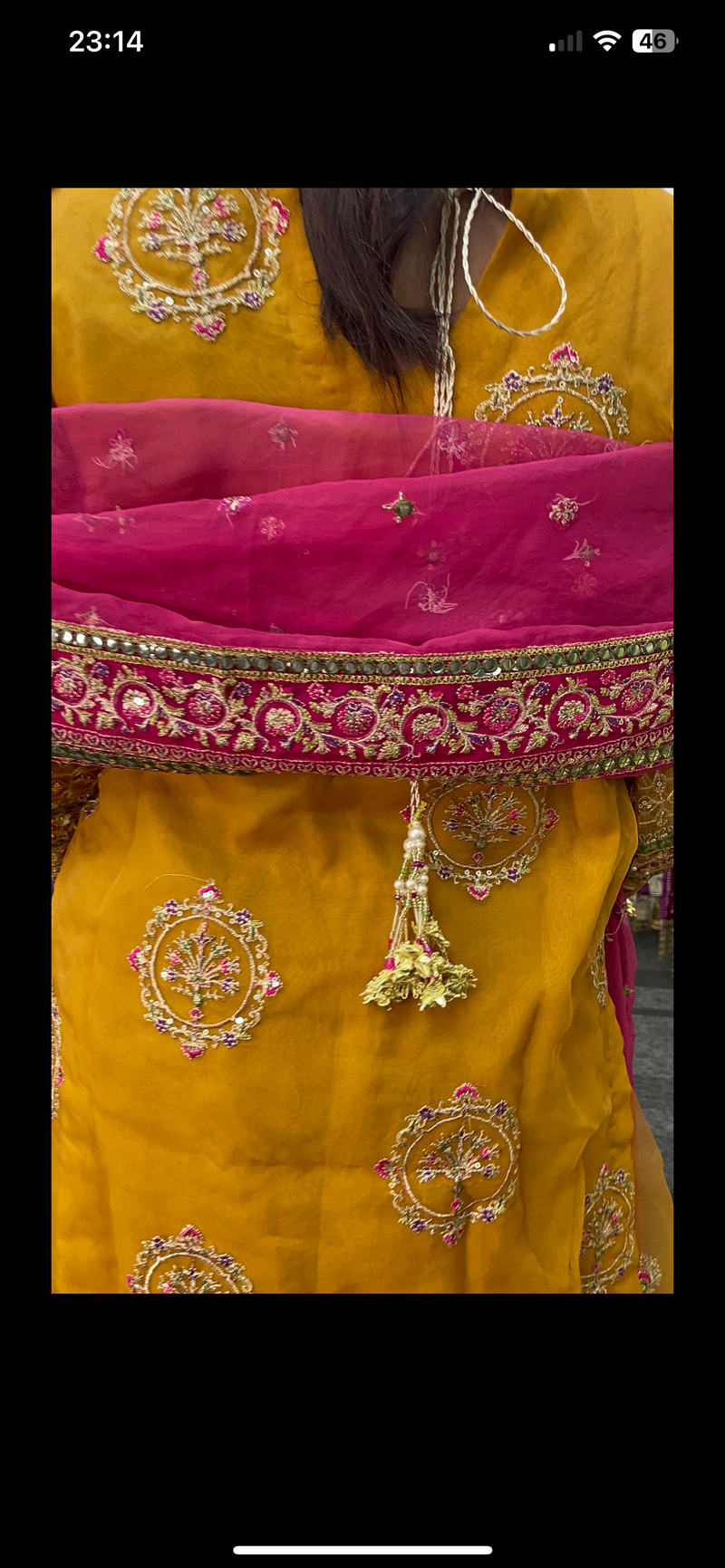 Haldi - MNR  Mustard-yellow - Hot Pink Sharara outfit