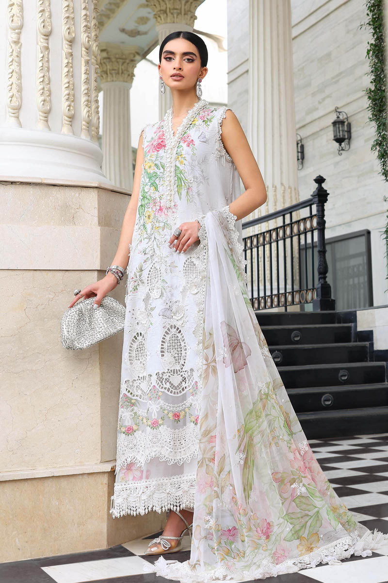 Maria B Luxury Lawn - 2026 - White Pink