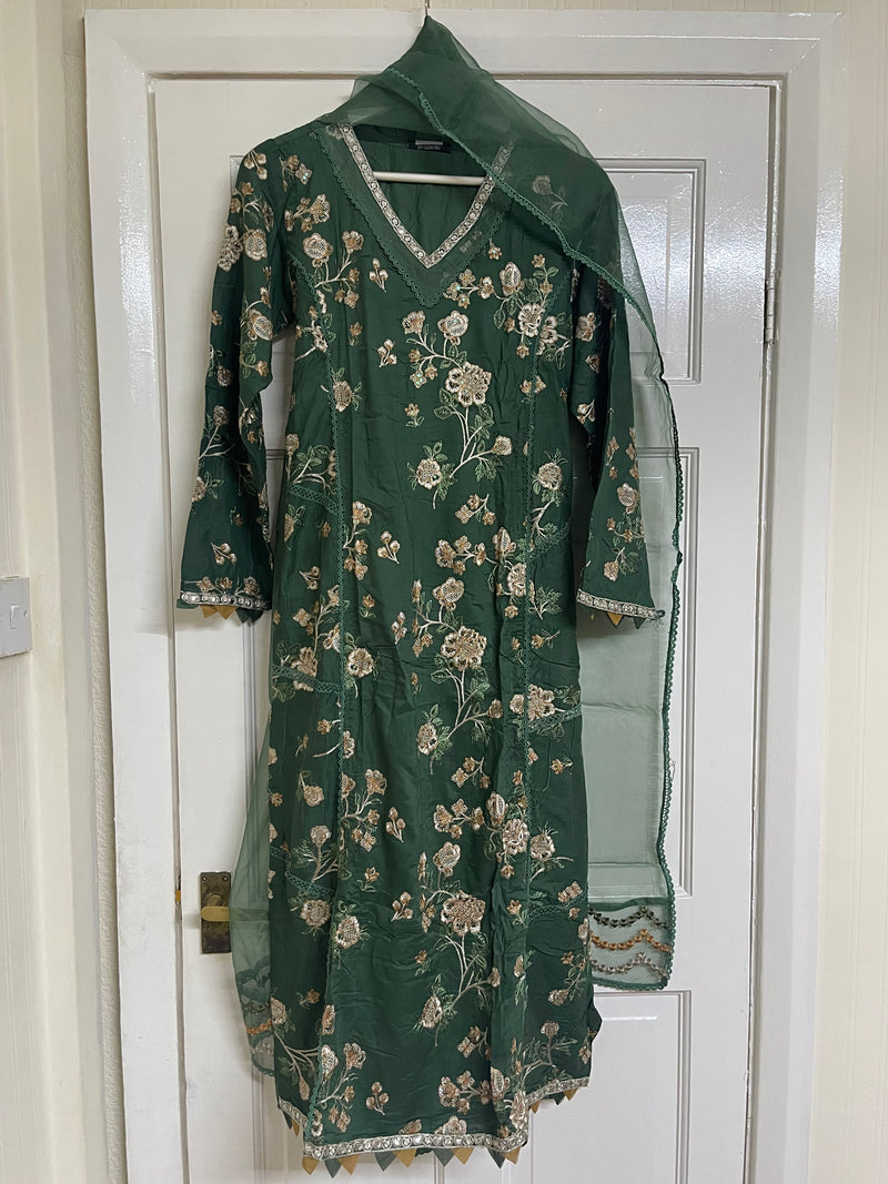 Linen - Embroidered - Winter - Green - ANU