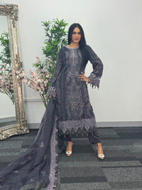 Maria B Luxury Velvet - Gray Purple -