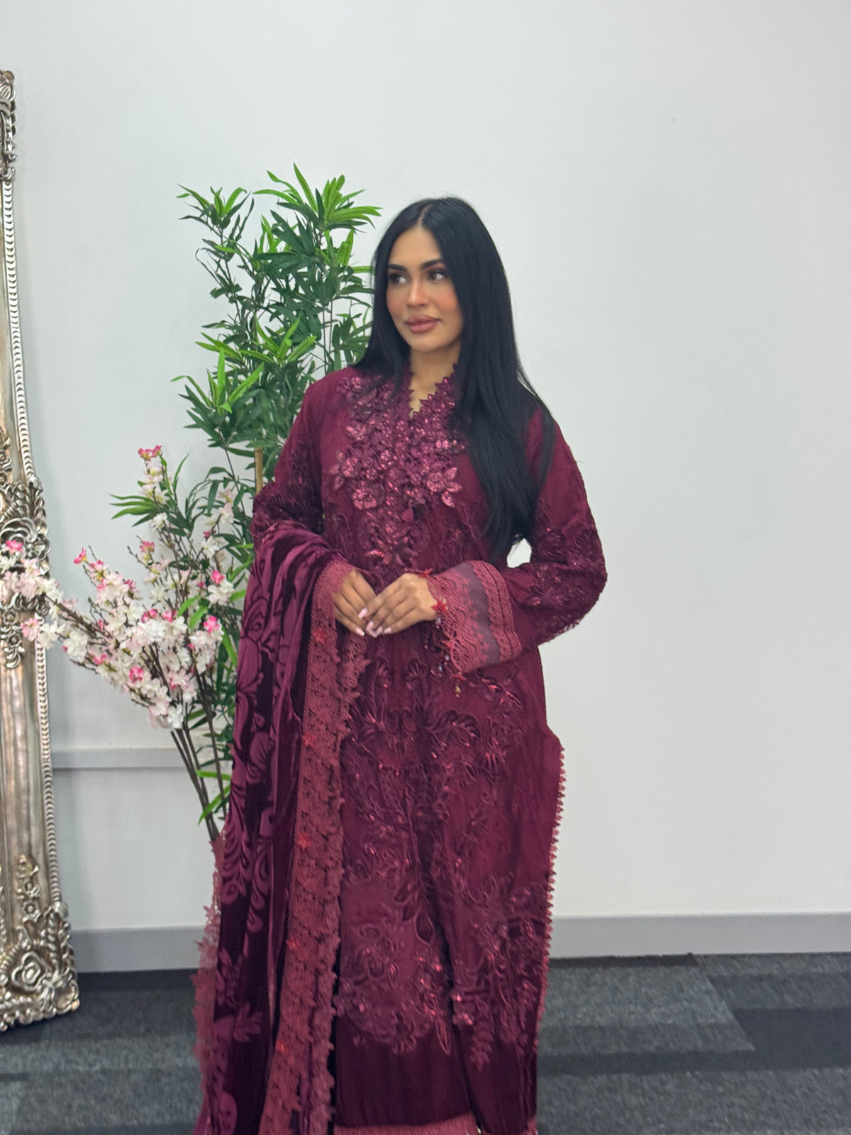 Maria B Luxury Velvet - Maroon -