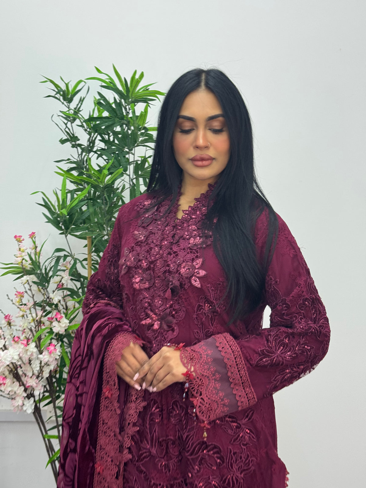 Maria B Luxury Velvet - Maroon -