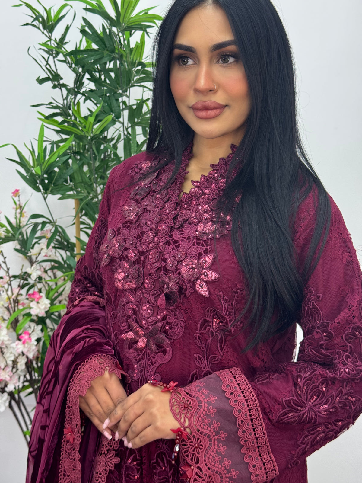 Maria B Luxury Velvet - Maroon -