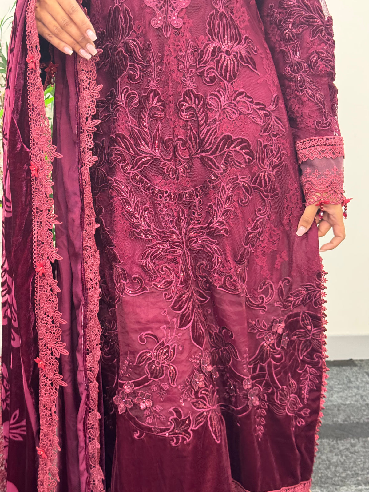 Maria B Luxury Velvet - Maroon -