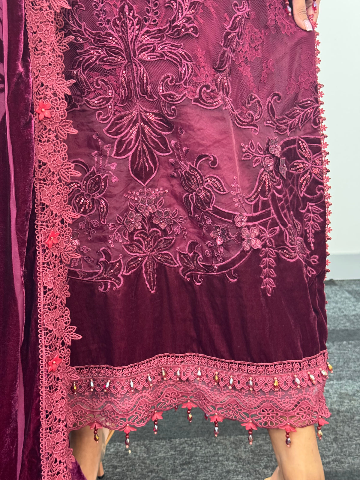 Maria B Luxury Velvet - Maroon -