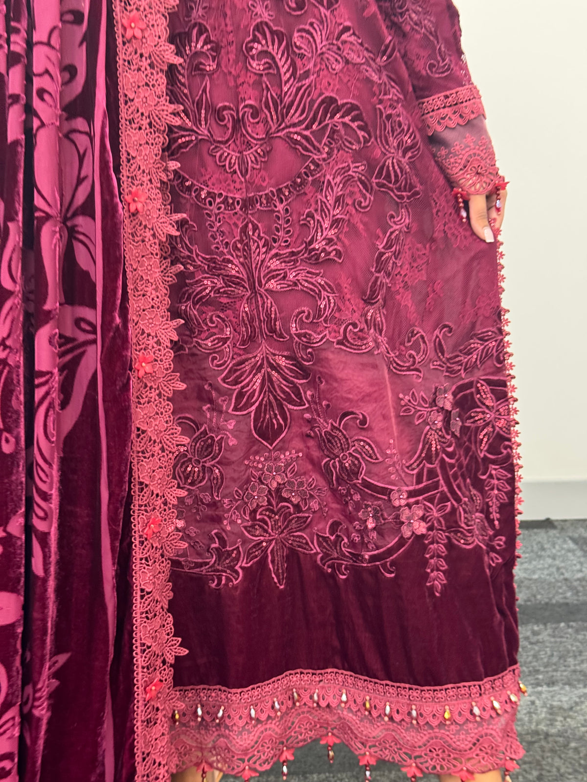 Maria B Luxury Velvet - Maroon -