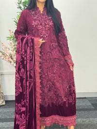 Maria B Luxury Velvet - Maroon -