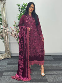 Maria B Luxury Velvet - Maroon -