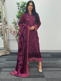 Maria B Luxury Velvet - Maroon -
