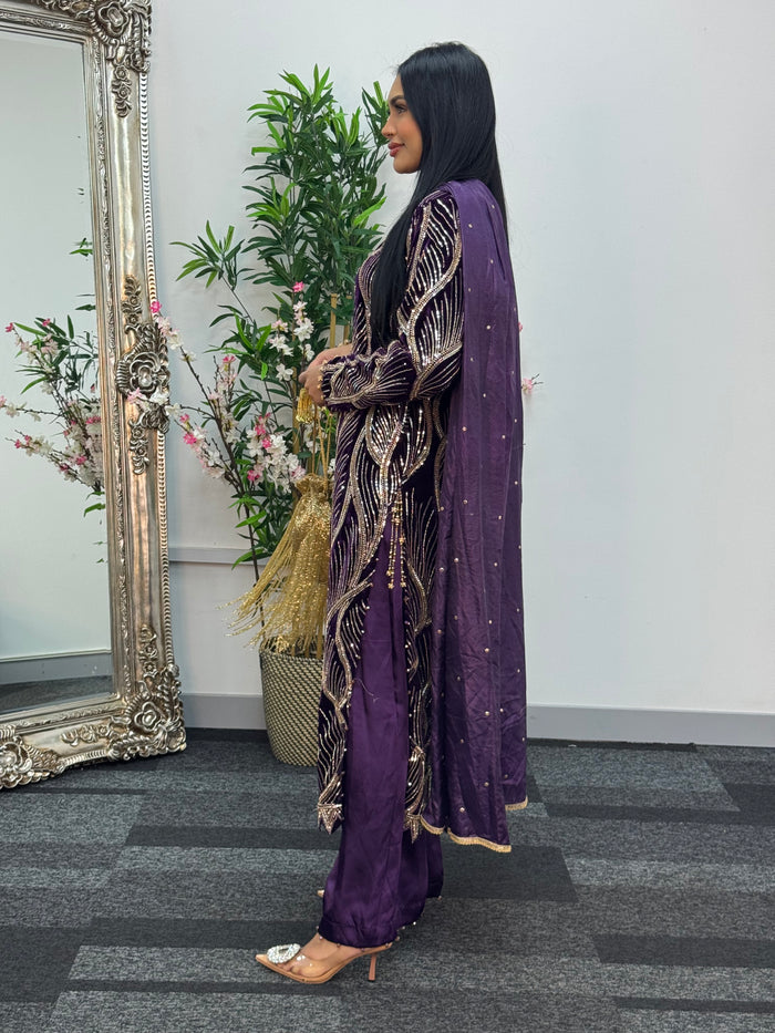 Pia - Cutdana Velvet- Purple- I