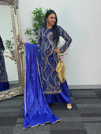 Pia - Cutdana Velvet- Blue-