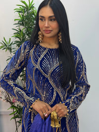 Pia - Cutdana Velvet- Blue-