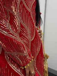 Pia - Cutdana Velvet- Red-